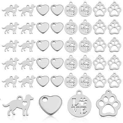 60Pcs 4 Styles Stainless Steel Charms STAS-GA0001-94-1
