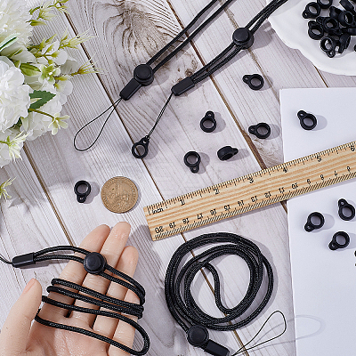 36Pcs Silicone Rings with 6Pcs Polyester Necklace Lanyard Anti-Loss Pendant Holder DIY-GF0008-08B-1