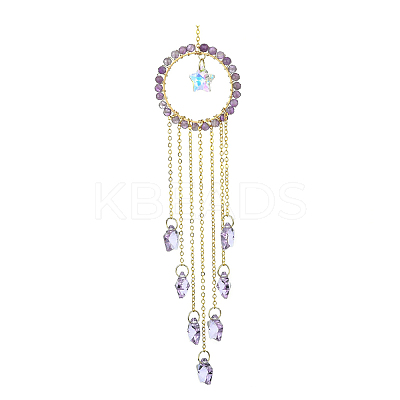 Glass Star Pendant Decorations HJEW-JM01113-05-1