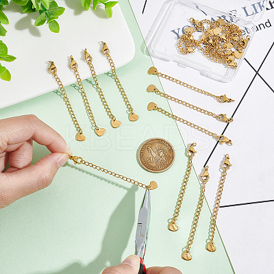20Pcs 304 Stainless Steel Curb Chain Extender STAS-UN0051-99-1