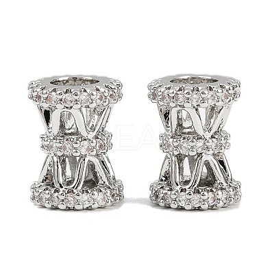 Brass Micro Pave Clear Cubic Zirconia European Beads KK-F906-22P-1