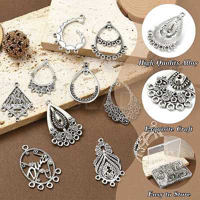 40Pcs 10 Styles Tibetan Style Retro Zinc Alloy Connector Charms FIND-CJ0003-60-1