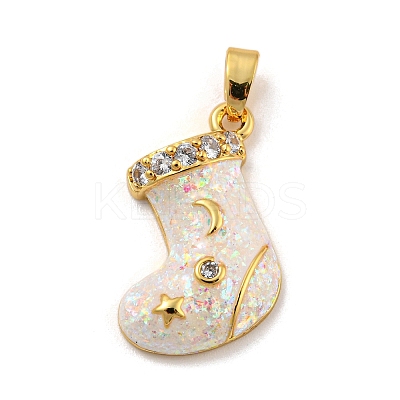 Christmas Brass Micro Pave Cubic Zirconia Pendants KK-H468-02C-01G-1