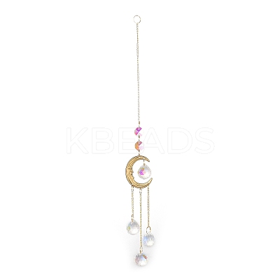 Glass Teardrop Big Pendant Decorations HJEW-M005-05B-G-1