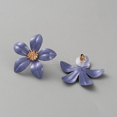 Iron & Alloy Enamel Flower Stud Earrings EJEW-WH0033-57D-1