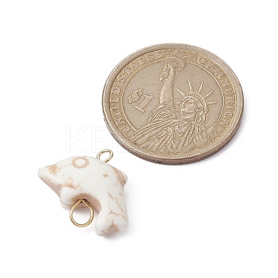 Synthetic Turquoise Connector Charms PALLOY-JF02372-01-1