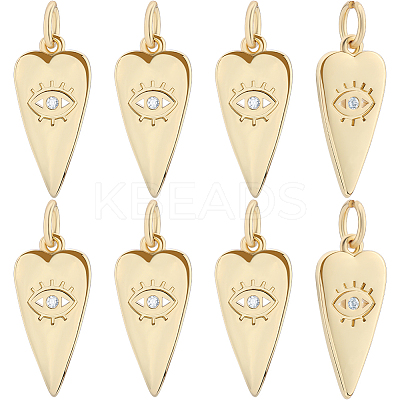 10Pcs Brass Micro Pave Cubic Zirconia Pendants KK-BBC0015-25-1