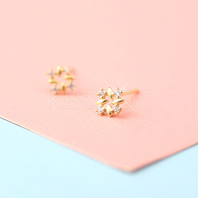 Brass Micro Pave Clear Cubic Zirconia Stud Earrings FS-WGE47D1-01-1