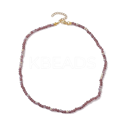 304 Stainless Steel with Glass Round Beaded Necklaces for Women NJEW-JN04684-1