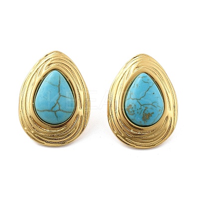 201 Stainless Steel Teardrop Stud Earrings EJEW-P304-08G-1