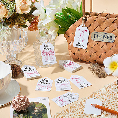 120Pcs 6 Styles Thanksgiving Day Word Best Wishes Bowknot Printed Paper Thank You Gift Tags AJEW-SP0003-63A-1