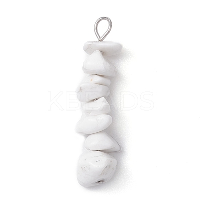 Gradient Color Natural Quartz Crystal & Natural Howlite & White Moonstone Chip Beaded Pendants PALLOY-JF02791-01-1