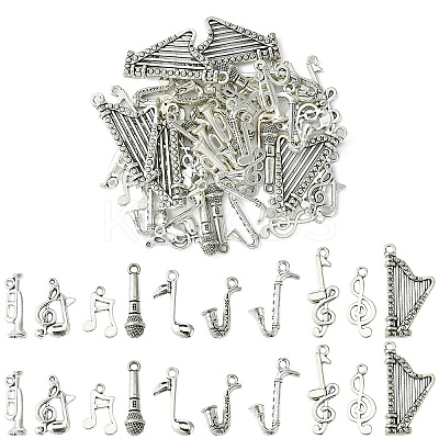 50Pcs 10 Styles Tibetan Style Zinc Alloy Pendants FIND-YW0005-12-1