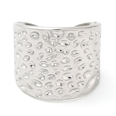 Non-Tarnish 304 Stainless Steel Grooved Open Cuff Ring for Women RJEW-I098-25P-1