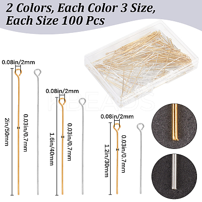 600Pcs 6 Styles Brass Eye Pin KK-SP0001-74-1