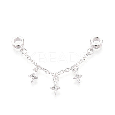 925 Sterling Silver Micro Pave Clear Cubic Zirconia Chain Extenders STER-N016-54S-1