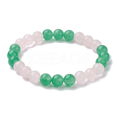 5Pcs 5 Colors Dyed Natural Malaysia Jade Round Beaded Stretch Bracelets Set BJEW-JB10140-1