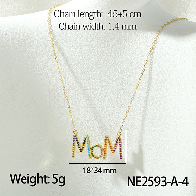Mother's Day Brass Micro Pave Colorful Cubic Zirconia Pendant Necklaces FS-WG67A5B-04-1