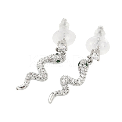 Brass Micro Pave Clear Cubic Zirconia Stud Earrings EJEW-P301-14P-1