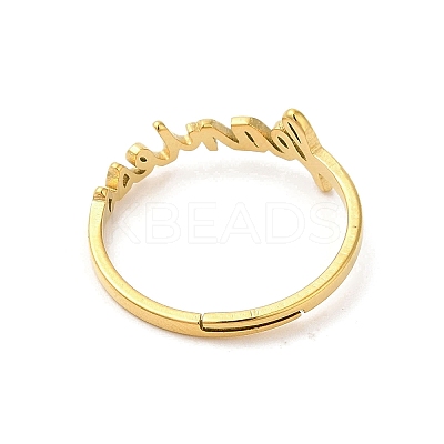 Ion Plating(IP) 304 Stainless Steel Word Adjustable Ring RJEW-L107-031G-1