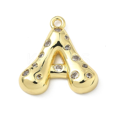 Brass Micro Pave Clear Cubic Zirconia Pendants KK-I476-02G-1