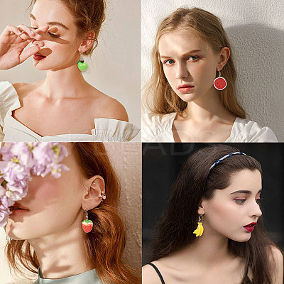 DIY Dangle Earring Making Resin Pendants with Tone Iron Findings and Brass Earring Hooks DIY-SC0009-24-1