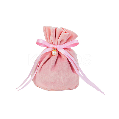Velvet Jewelry Bags with Drawstring & Plastic Imitation Pearl LS-TP-CJC0001-03G-1