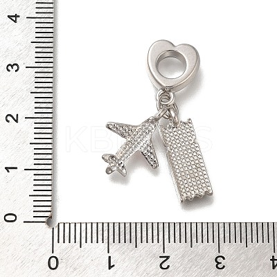 Rack Plating Alloy Pink & Black Enamel European Dangle Charms PALLOY-P307-23P-1