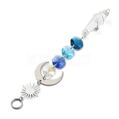 Wire Wrapped Bullet Glas Pendant Decoration HJEW-JM03122-02-1