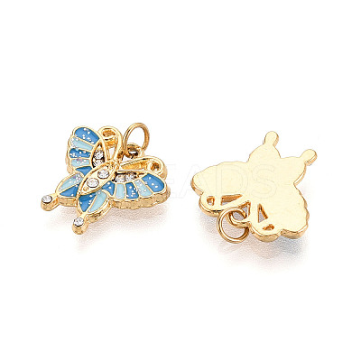 304 Stainless Steel Pave Crystal Rhinestone and Enamel Pendants STAS-T069-70B-1