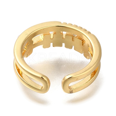 Rack Plating Brass Micro Pave Cubic Zirconia Open Cuff Rings for Women LS-RJEW-S244-03G-A-1