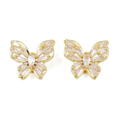 Brass Micro Pave Clear Cubic Zirconia Beads KK-D109-05C-G-1