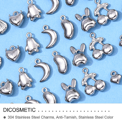 36Pcs 9 Styles 304 Stainless Steel Mixed Shapes Charms STAS-YW0002-79-1