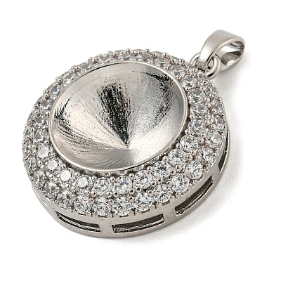 Brass Micro Pave Clear Cubic Zirconia Pendants KK-N254-118P-02-1