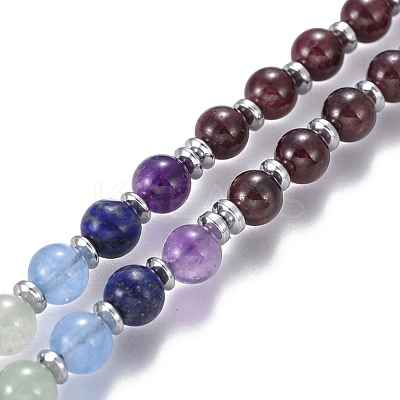 Natural Mixed Stone Pendant Necklace NJEW-I109-A05-1