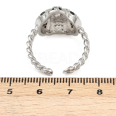 Brass Micro Pave Colorful Cubic Zirconia Cuff Rings RJEW-P155-03P-1