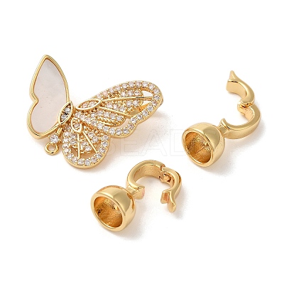 Brass Micro Pave Clear Cubic Zirconia Fold Over Clasps KK-A227-14G-1