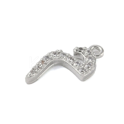 Rack Plating Brass Micro Pave Clear Cubic Zirconia Pendants KK-A224-03M-P-1