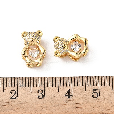 Brass Micro Pave Clear Cubic Zirconia Slide Charms KK-D504-17G-1