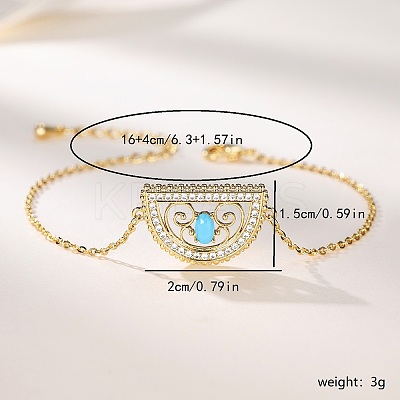 Brass Micro Pave Clear Cubic Zirconia Link Bracelets RY3838-2-1