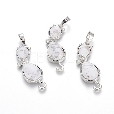 Natural & Synthetic Mixed Stone Kitten Pendants G-J386-E-1