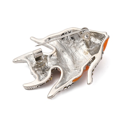 Zinc Alloy Crystal Rhinestone Resin Fish Brooch LS-JEWB-U010-01P-01-1