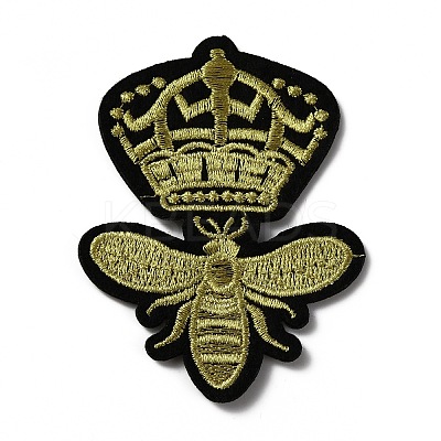 Crown & Bees Pattern Computerized Embroidery Cloth Iron On/Sew On Patches PATC-WH0010-11A-1