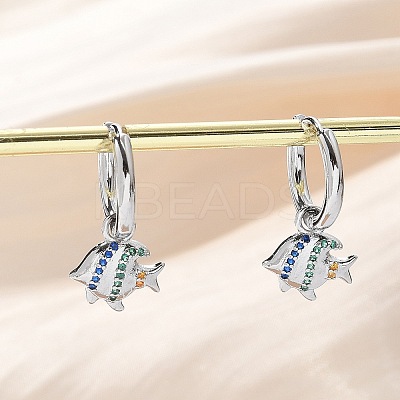 Brass Clear Cubic Zirconia Hoop Earrings EJEW-Q014-26P-1