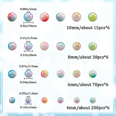 1890Pcs Two Tone ABS Plastic Imitation Pearl Beads Sets DIY-WH20010-19B-1