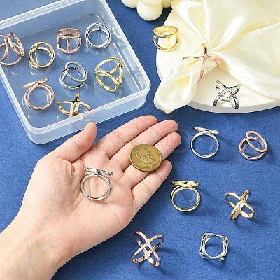 18Pcs 9 Styles Alloy Scarf Ring Buckle for Women Lady Girls AJEW-CJ0001-36-1