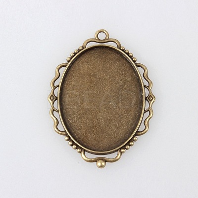 Vintage Tibetan Style Alloy Large Pendant Cabochon Bezel Settings TIBEP-M018-149AB-NF-1