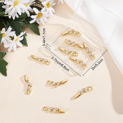 10Pcs Rack Plating Brass Clear Cubic Zirconia Watch Band Clasps KK-SC0003-11G-1