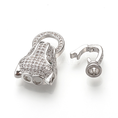 Brass Micro Pave Cubic Zirconia Fold Over Clasps ZIRC-S058-02P-1