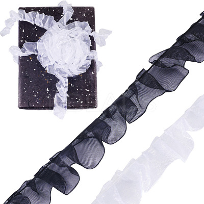 2Rolls 2 Colors Floral Polyester Lace Ribbon OCOR-TA0002-66-1